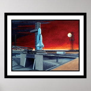 Sowjetisches Raumschiff Vollmond-Launchpad-Konzept Poster