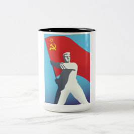 sowjetisches Reiseplakat Zweifarbige Tasse