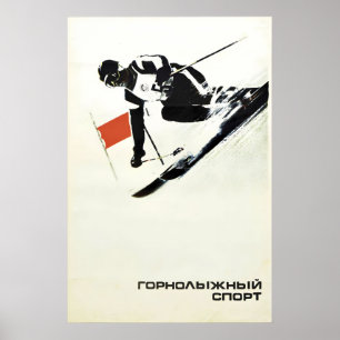 Sowjetisches Skiplakat Alpinski Winter Sport Wand Poster