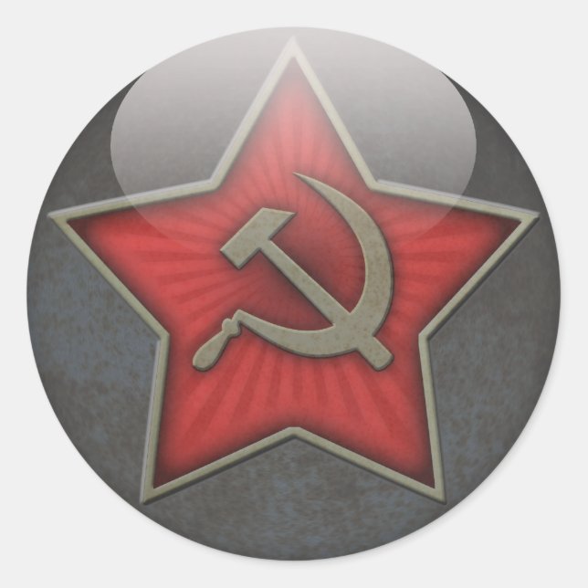 Sowjetisches Stern-Hammer und Sichel Runder Aufkleber (Vorderseite)