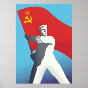 Sowjetunion Arbeiter Vintage Kunst Druck. Poster