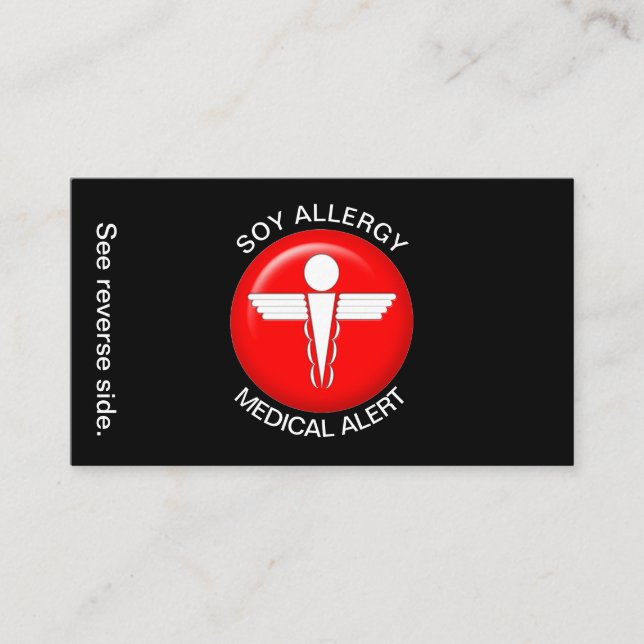 SOY Allergy Medical Alert Card Visitenkarte (Vorderseite)