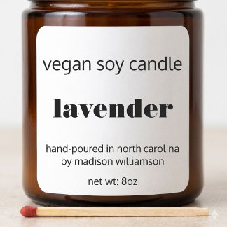 Soy Candle | Einfache schwarz-weiß, 3 Zoll Quadratischer Aufkleber