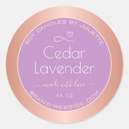 Soy Candles Packing Labels Rose Gold und Lilac Runder Aufkleber