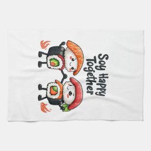 Soy glücklich zusammen Sushi Kawaii japanisches Es Geschirrtuch