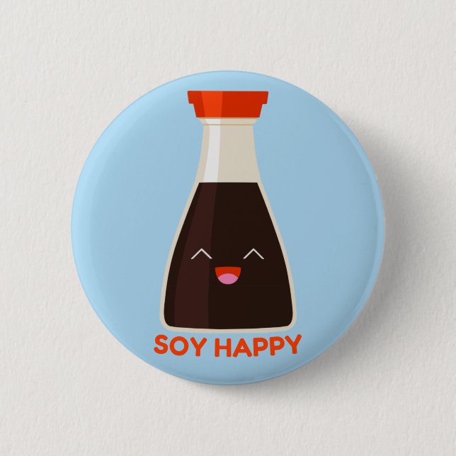 Soy Happy Niedlich Soy Sauce Feinschmecker Button (Vorderseite)