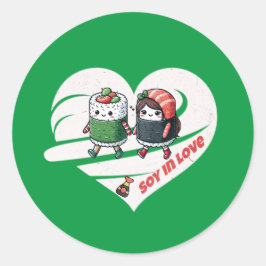 Soy in Liebe niedlich Kawaii Sushi Runder Aufkleber