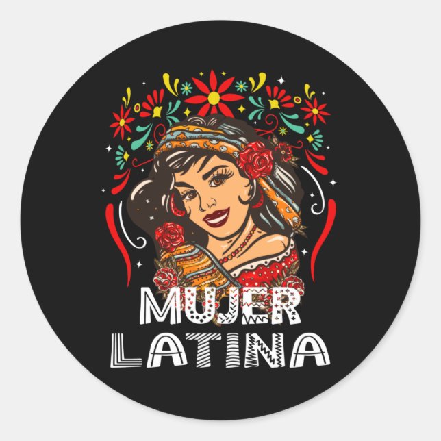 Soy Mujer Latina, starke lateinische Frau Runder Aufkleber (Vorderseite)