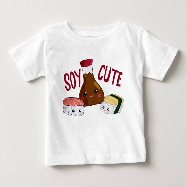Soy Niedlich Kawaii Sushi Soysauce Tamago Rolls Baby T-shirt (Vorderseite)