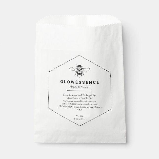 Soy Wax Label Honeycomb Bee Hexagon Geschenktütchen (Vorderseite)
