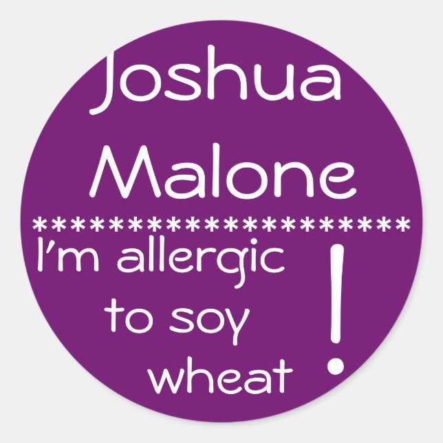 Soy Wheat Allergy Label Runder Aufkleber (Vorderseite)