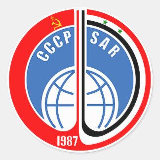 Soyuz TM-3 Mission Logo Runder Aufkleber