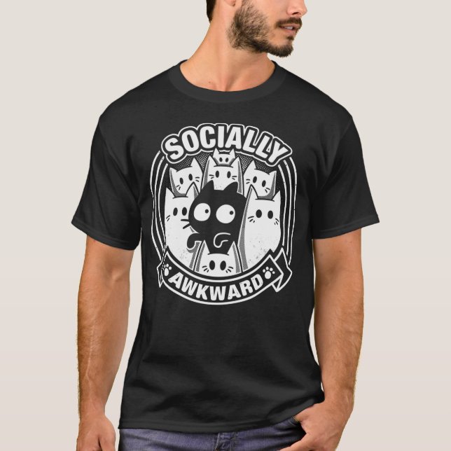 Sozial Awkward Cat - Funny Kitten Misfit T-Shirt (Vorderseite)