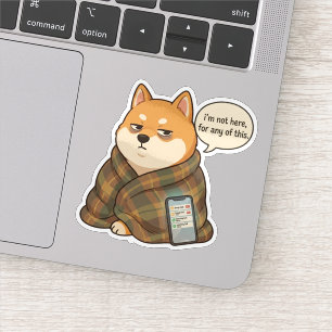 Sozial erschöpfter Shiba Inu Introvertierter Stimm Aufkleber