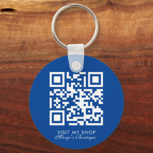Sozial-Media-Geschäftslogo-QR-Code-Boutique Blau Schlüsselanhänger
