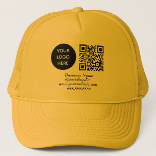 Sozial-Media-QR-Code Gelbes modernes Geschäft-Logo Truckerkappe