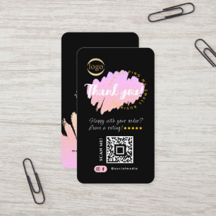 Sozial Media QR Code & Logo Danke Modern Schwarz Visitenkarte