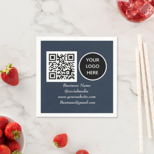 Sozial Media QR Code marineblaues modernes Geschäf Serviette