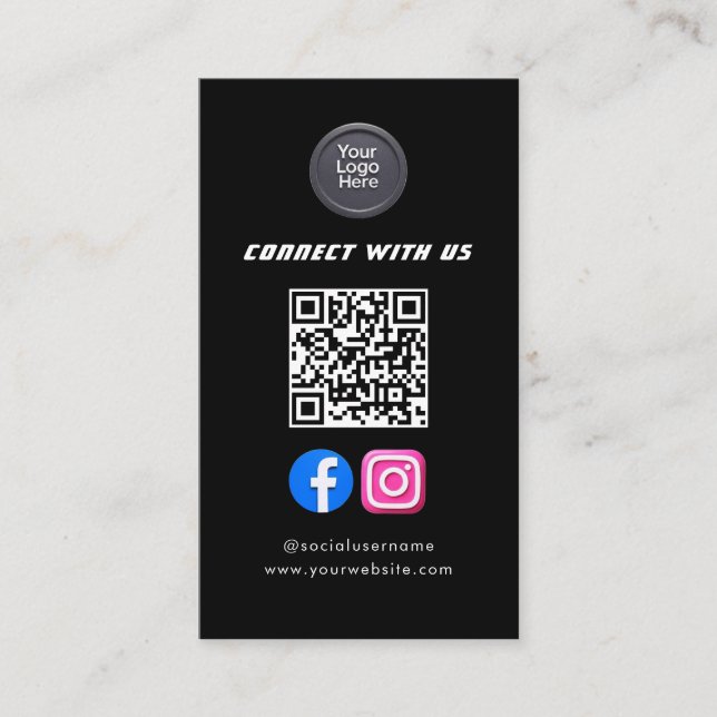 Sozial Media QR Code Modern Pro Minimalistisch Ele Visitenkarte (Vorderseite)