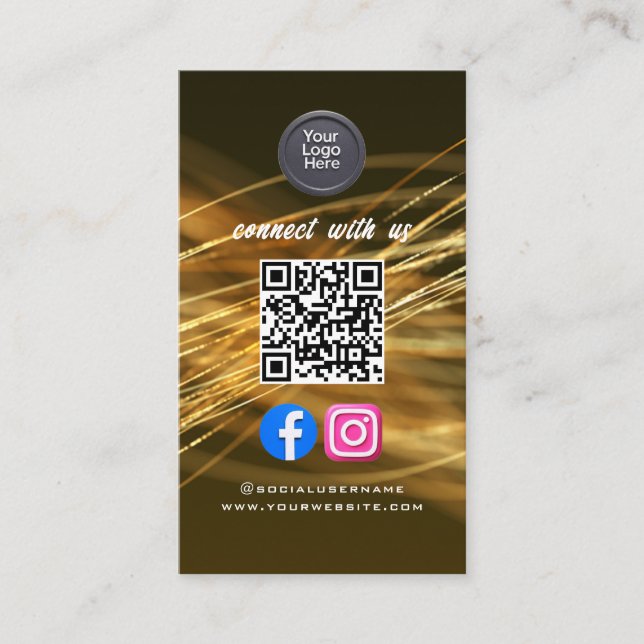Sozial Media QR Code Modern Pro Minimalistisch Ele Visitenkarte (Vorderseite)
