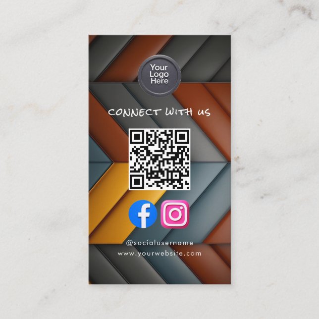 Sozial Media QR Code Modern Pro Minimalistisch Ele Visitenkarte (Vorderseite)