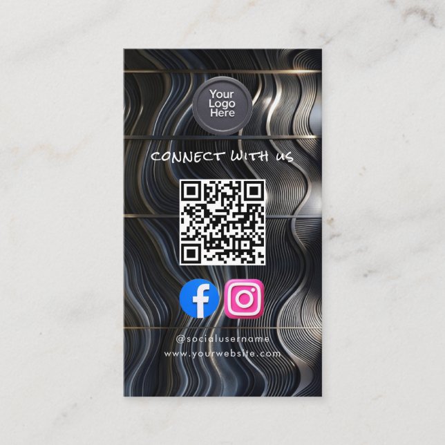 Sozial Media QR Code Modern Pro Minimalistisch Ele Visitenkarte (Vorderseite)
