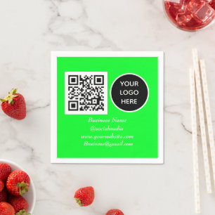 Sozial-Media-QR-Code-Neon-Grünes-Geschäftslogo Serviette