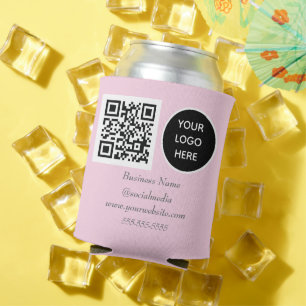 Sozial Media QR-Code Rosa Geschäftslogo Dosenkühler