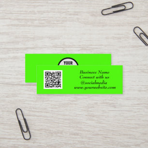 Sozial-Media-QR-Code scannbar fluoreszierendes Grü Mini Visitenkarte