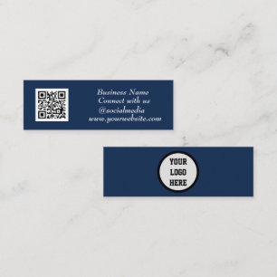 Sozial Media QR-Code scannbar Navy Blau Mini Visitenkarte