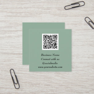Sozial Media QR-Code scannbar Sage Green Quadratische Visitenkarte