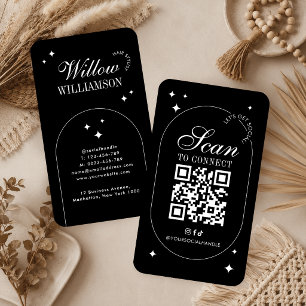 Sozial Media QR Code Trendiges Vintage-Script-Logo Visitenkarte