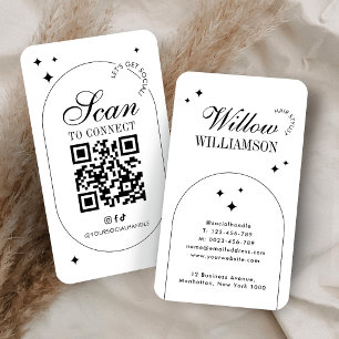 Sozial Media QR Code Trendiges Vintage-Script-Logo Visitenkarte
