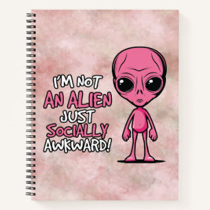 Sozial unbeholfener Alien-Cartoon Notizbuch