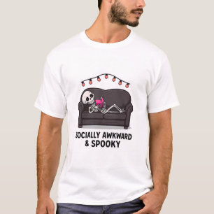 Sozial unbeholfenes und spookig lustiges Skelett-T T-Shirt