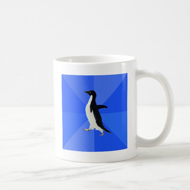 Sozial--Ungeschickt-Pinguin-Meme Kaffeetasse (Rechts)