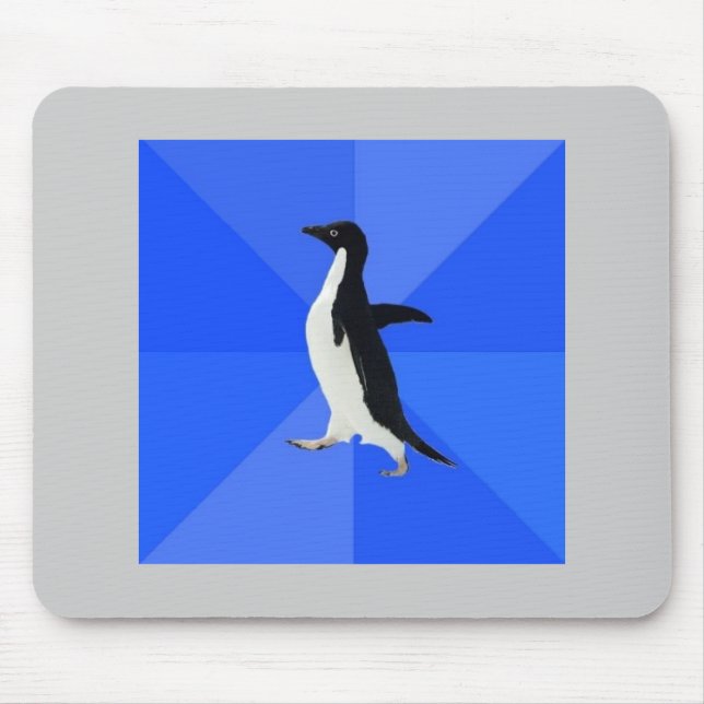 Sozial ungeschicktes Pinguin-Ratetier Meme Mousepad (Vorne)