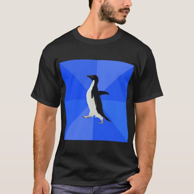 Sozial ungeschicktes Pinguin-Ratetier Meme T-Shirt (Vorderseite)