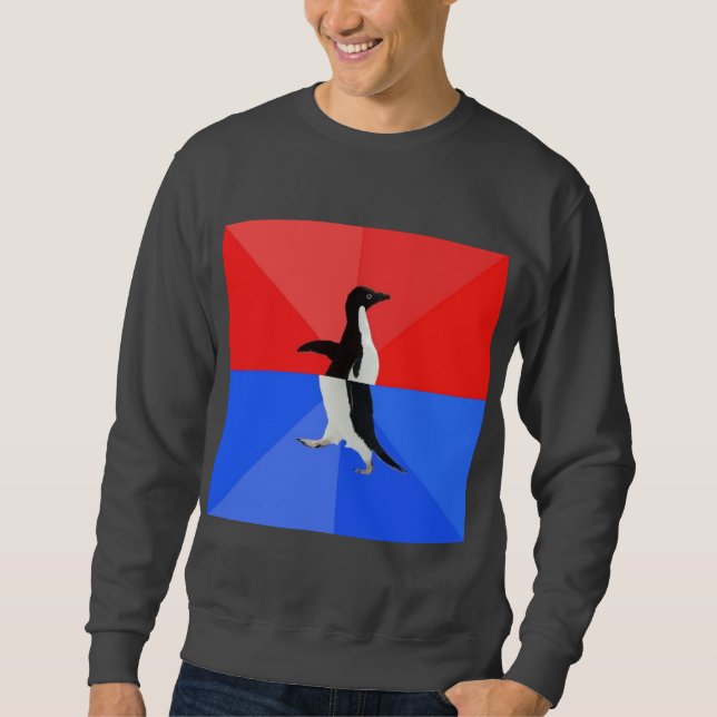 Sozial verwirrtes Pinguin-Ratetier Meme Sweatshirt (Vorderseite)