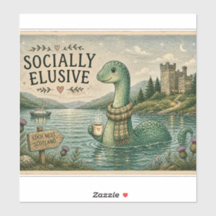Sozial zurückgezogene Nessie gemütliche Kryptozool Aufkleber