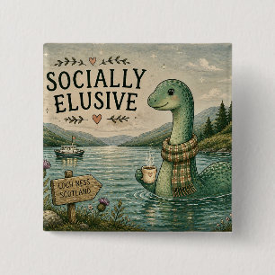 Sozial zurückgezogene Nessie gemütliche Kryptozool Button