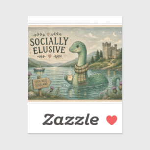 Sozial zurückhaltende Nessie gemütliches Kryptid L Aufkleber