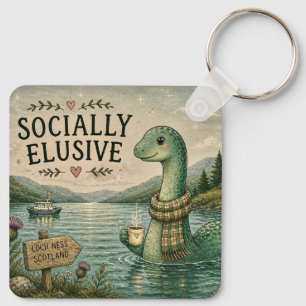 Sozial zurückhaltende Nessie gemütliches Kryptid L Schlüsselanhänger