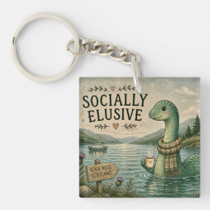 Sozial zurückhaltende Nessie gemütliches Kryptid L Schlüsselanhänger