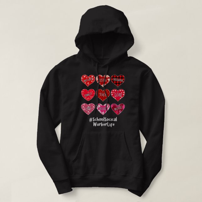 Sozialarbeiter an Schulen hören Valentine Valentin Hoodie (Design vorne)