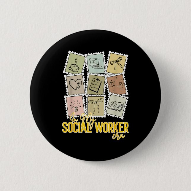 Sozialarbeiter Ära Vintage soziale Abschluss Männe Button (Vorderseite)
