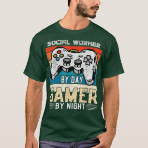 Sozialarbeiter bei Tag Gamer bei Nacht Videospiel T-Shirt