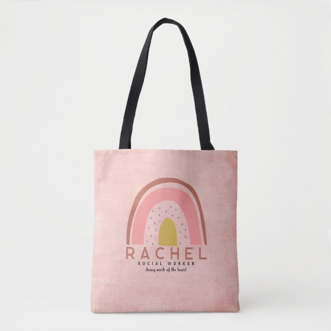 Sozialarbeiter Boho Pink Rainbow Tote Bag (Vorderseite)