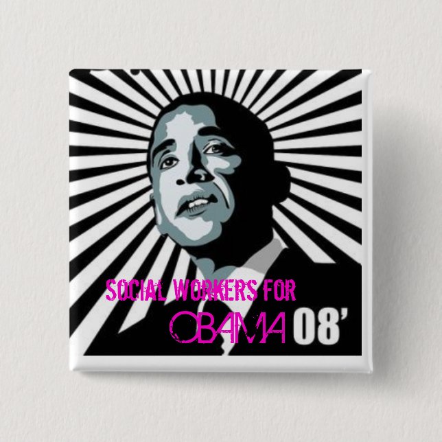 Sozialarbeiter für Obama Button (Vorderseite)