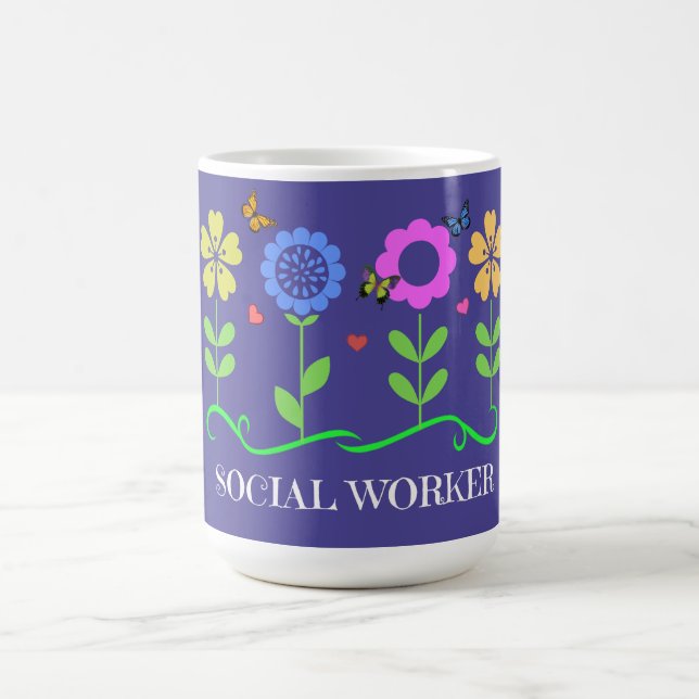 "Sozialarbeiter," Grafik Frühlingsblumen Kaffeetasse (Mittel)